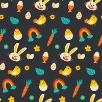 Reticolo senza giunte degli elementi decorativi di Pasqua. utilizzare per tessuto, stampa, tessile, confezionamento, sfondo, pacchetto, abbigliamento. vettore