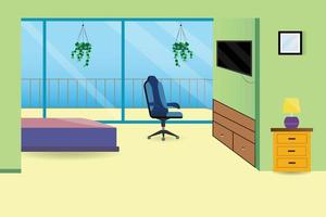 Camera da letto interno con mobilia nel beige tema vettore illustrazione
