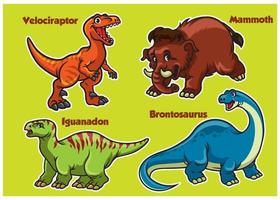 cartone animato collezione di dinosauri vettore
