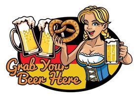 sexy bavarese ragazza presentazione il birra vettore