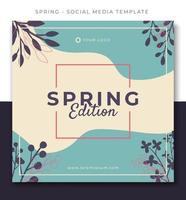 blu fiore primavera stagione sociale media inviare modello disegno, evento promozione bandiera vettore