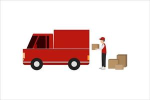 consegna di merce pronto per nave con vettore design camion
