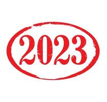 rosso francobollo e testo 2023. vettore illustrazione.