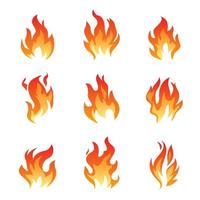 impostato di fuoco e fiamma icone. vettore illustrazione e grafico schema elementi.