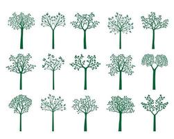 impostare alberi verdi isolati. illustrazione vettoriale. vettore