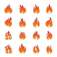 impostato di fuoco e fiamma icone su bianca sfondo. vettore illustrazione e grafico schema elementi.