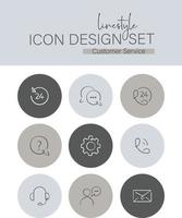 stile di linea icona design impostato cliente servizio vettore