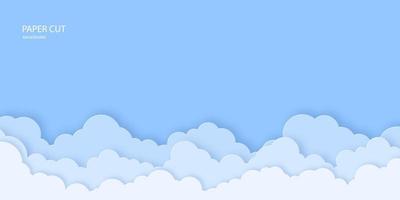 moderno carta arte e mestiere stile cielo sfondo con 3d nuvole. vettore