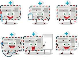 medico professione emoticon con Busta cartone animato personaggio vettore