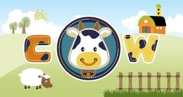 vettore cartone animato di agricoltura scenario con azienda agricola animali