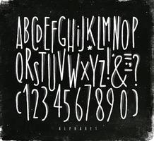 alfabeto impostato dritto Linee font nel Vintage ▾ stile disegno con gesso su lavagna sfondo vettore