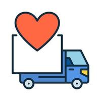 consegna camion con cuore vettore concetto colorato icona