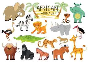 africano animali collezione isolato su bianca sfondo. vettore illustrazione