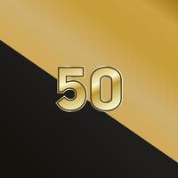 Celebrazione dell'anniversario di 50 anni. numero aureo 50 con coriandoli scintillanti vettore
