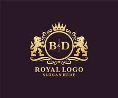 iniziale bd lettera Leone reale lusso logo modello nel vettore arte per ristorante, regalità, boutique, bar, Hotel, araldico, gioielleria, moda e altro vettore illustrazione.