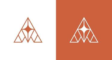 elegante triangolo lettera un logo con elemento stella vettore