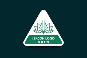 iskon logo e krishna devoto icona verde colore logo design vettore