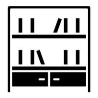biblioteca scaffali vettore icona