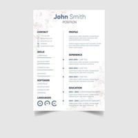 minimalista professionale CV o curriculum vitae modello design vettore