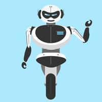 androide robot su un' motociclo vettore