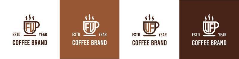 lettera fu e uf caffè logo, adatto per qualunque attività commerciale relazionato per caffè, Tè, o altro con fu o uf iniziali. vettore