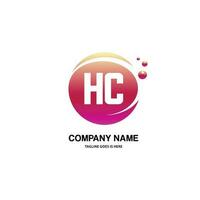 hc iniziale logo con colorato cerchio modello vettore