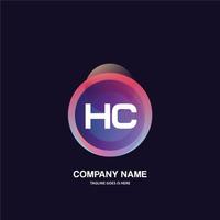 hc iniziale logo con colorato cerchio modello vettore