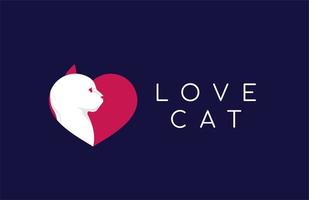 gatto amore logo. con un' combinazione di rosa e bianca. simpatico logo vettore per animale domestico negozio