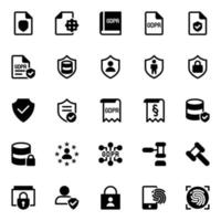 glifo icone per generale dati protezione regolamento. vettore