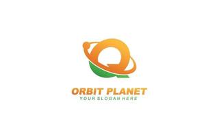 q pianeta logo design ispirazione. vettore lettera modello design per marca.