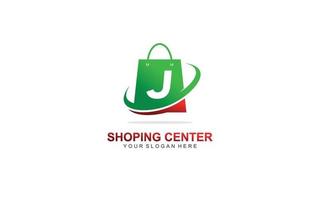 j shopping Borsa logo design ispirazione. vettore lettera modello design per marca.