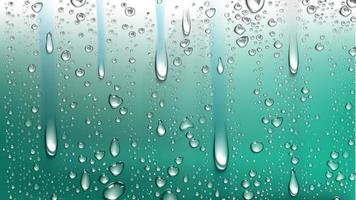 pioggia gocce su il bicchieri finestra superficie con nuvoloso acqua goccioline isolato su trasparente sfondo vettore