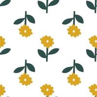 fiore di primavera scandinavo. vector pattern di sfondo senza soluzione di continuità per bambini per baby shower, design tessile. trama semplice per carta da parati nordica, riempimenti, sfondo della pagina web