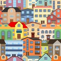 senza soluzione di continuità sfondo con città e colorato edifici. vettore illustrazione.