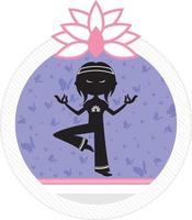 Meditare yoga ragazza nel silhouette illustrazione vettore