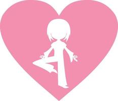 Meditare cuore yoga ragazza nel silhouette illustrazione vettore