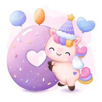 carino unicorni compleanno festa illustrazione vettore
