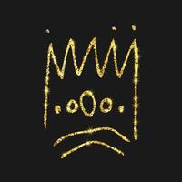oro luccichio mano disegnato corona. semplice graffiti schizzo Regina o re corona. reale imperiale incoronazione e monarca simbolo vettore