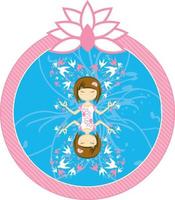 carino cartone animato yoga ragazza con rondini illustrazione vettore