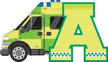 un' è per ambulanza alfabeto apprendimento illustrazione vettore
