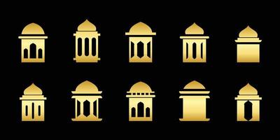 collezione di moschea cupola forme, moschea porta archi, islamico ornamenti, Ramadan vettore Arabo finestre