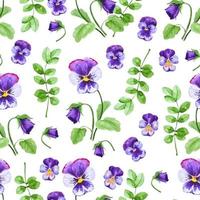 acquerello viola viola del pensiero fiori senza soluzione di continuità modello botanico giardino mano disegno sfondo per regalo carta, tessuto, decorazioni vettore