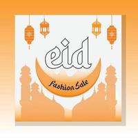 eid moda vendita bandiera e sociale media inviare modello, Ramadan kareem tema vendita piazza aviatore e striscione. grande vendita fascio eid Annunci inviare, saluto carta islamico sfondo design con lanterna, metà Luna vettore