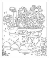 stivali con fiori colorazione pagina vettore