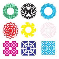 il giro ornamento impostato con mandala. cerchio geometrico elemento fatto nel vettore. Perfetto impostato per altro tipi di disegni, compleanni e altro vacanze, caleidoscopi, medaglie, yoga, India, arabesco vettore