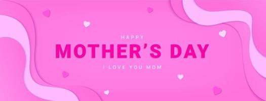 contento madri giorno saluto carta con carta tagliare elementi. vettore amore simbolo e testo contento madri giorno su rosa sfondo.