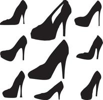 impostato di donne scarpe silhouette . alto tacco silhouette impostato vettore