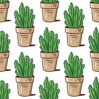 cactus nel pentola. senza soluzione di continuità modello. cartone animato stile vettore illustrazione.