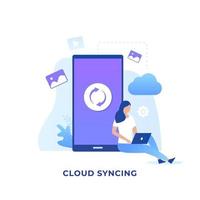 concetto di illustrazione di sincronizzazione cloud vettore