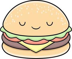vettore Hamburger. piatto colore. carino carattere. veloce cibo illustrazione isolato su bianca sfondo